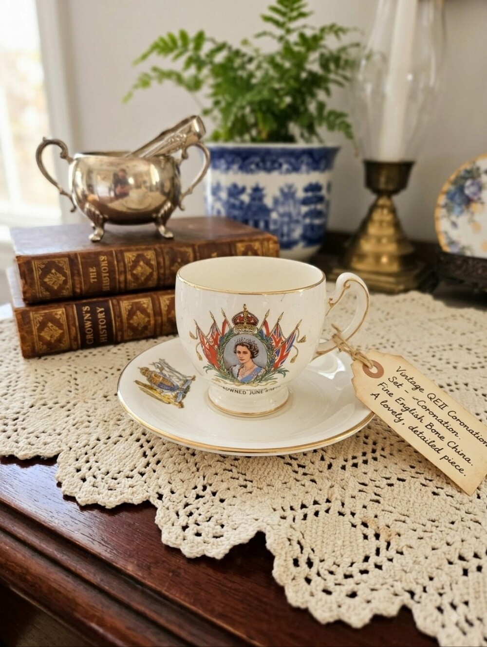 Vintage Royal Winton Queen Elizabeth II 1953 Coronation Teacup & Saucer